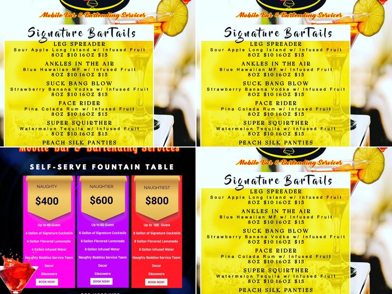 Naughty BarTails Mobile Bar & Bartending Services Menu