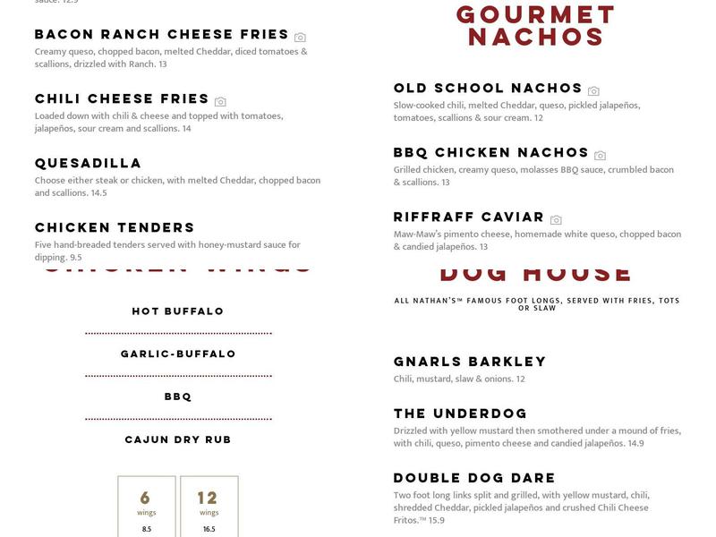 Angell Bros. Bar + Grill Menu