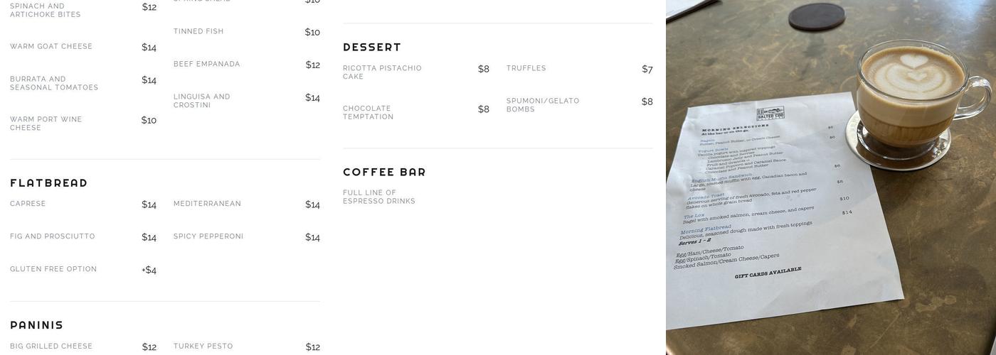 Salted Cod Arthouse Menu