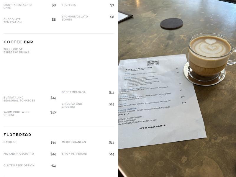 Salted Cod Arthouse Menu