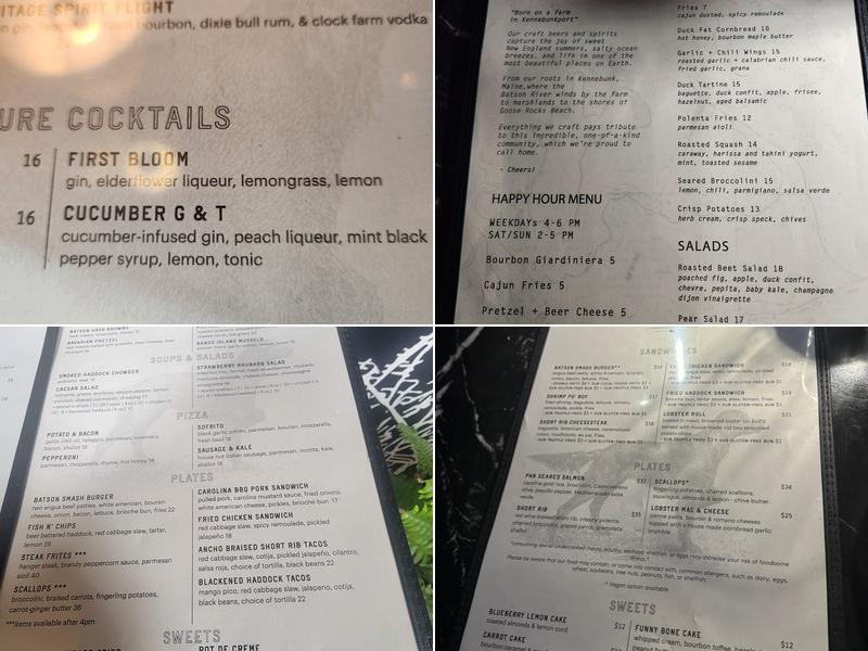 Batson River Brewing & Distilling - Biddeford Menu