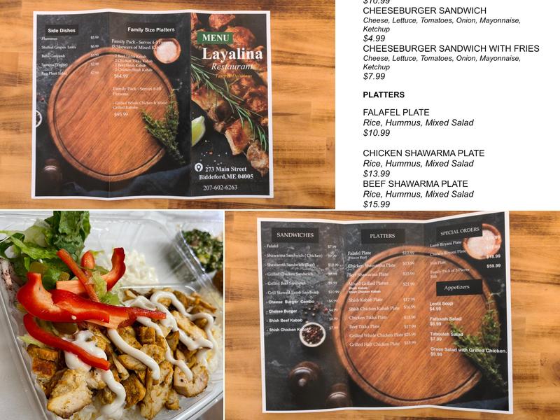 Layalina Middle Eastern Restaurant Menu