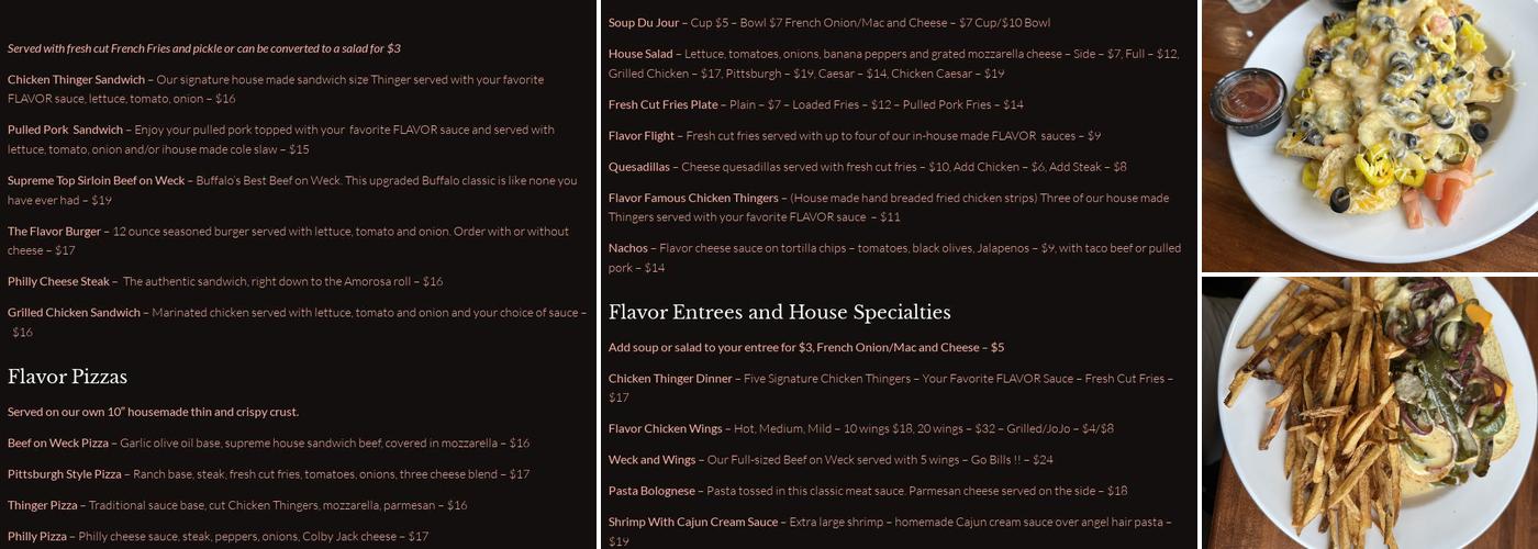 Flavor Restaurant and Bar Menu