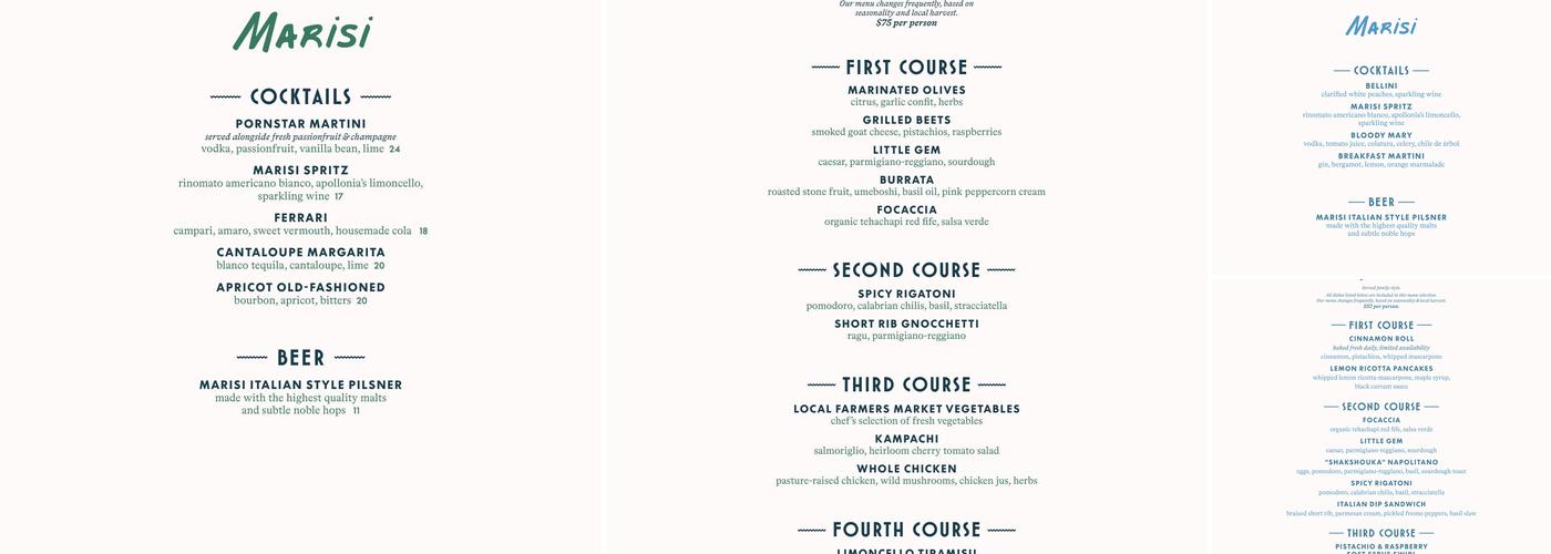 Marisi Menu