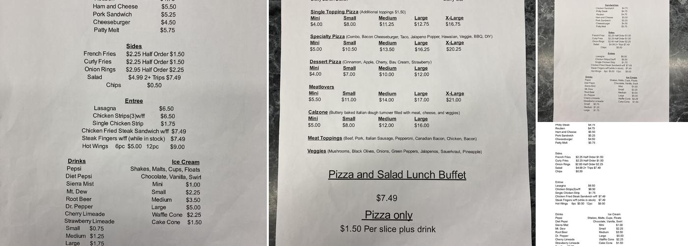 Kenny’s pizza Menu