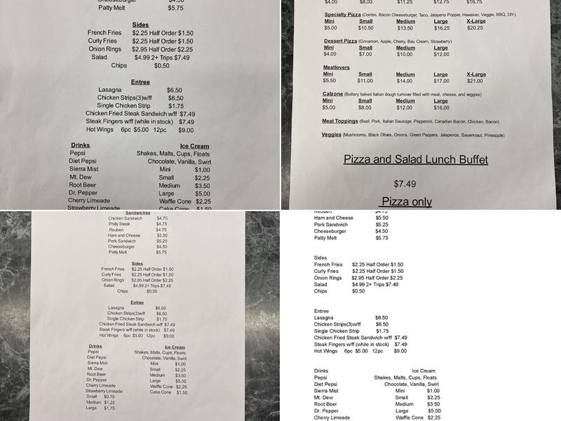 Kenny’s pizza Menu