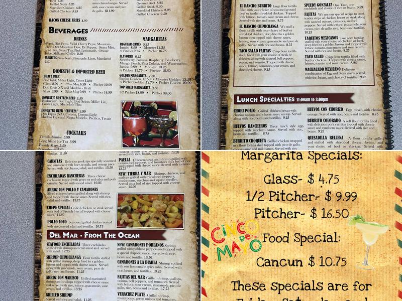 El Rancho Menu