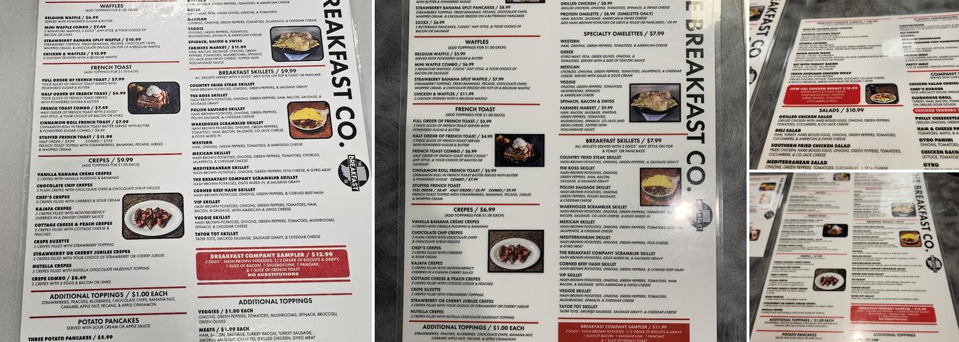 The Breakfast Co Menu