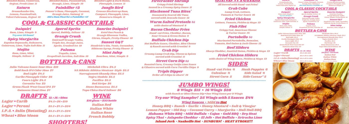 Brightside Beach Pub Menu