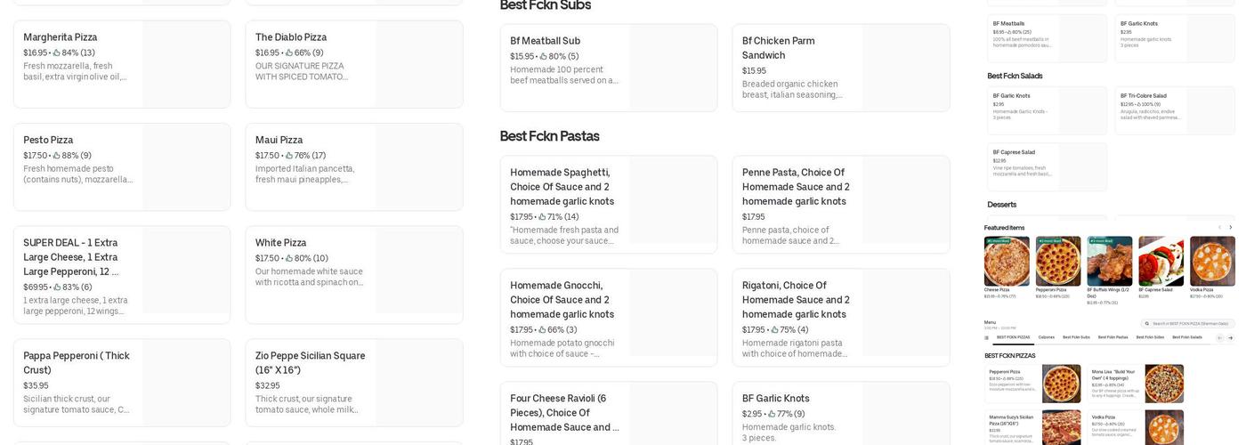 BEST FCKN PIZZA-ITALIAN PASTA CO (SHERMAN OAKS) Menu