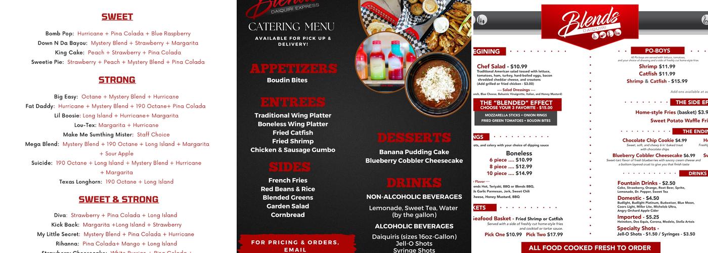 Blends Daiquiri Express Menu