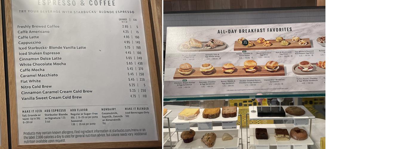 Starbucks Menu