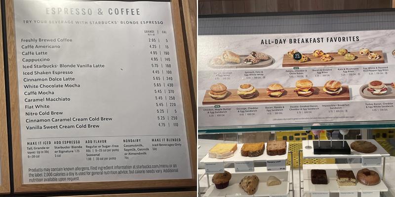 Starbucks Menu
