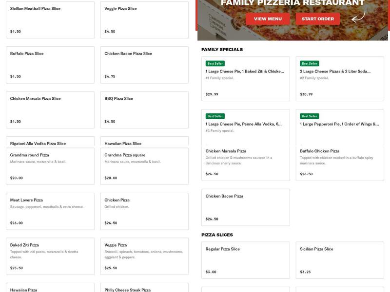Family Pizzeria (Inwood) Menu