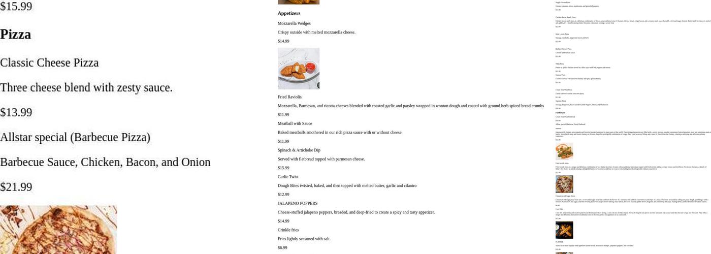 Eagles Landing Pizzeria Menu