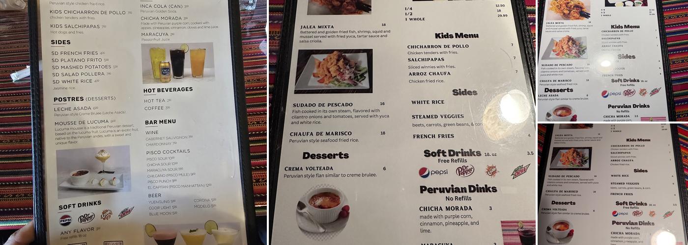 LIMA Peruvian Cuisine Menu