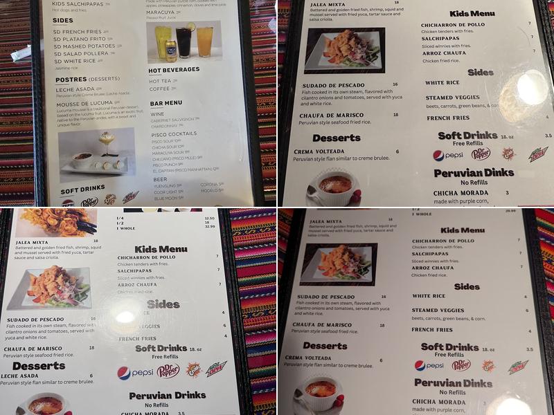 LIMA Peruvian Cuisine Menu