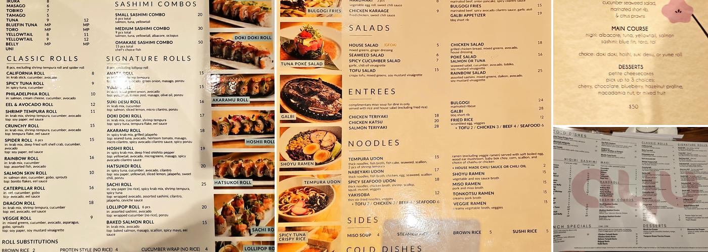 Ayu Sushi & Noodles Menu