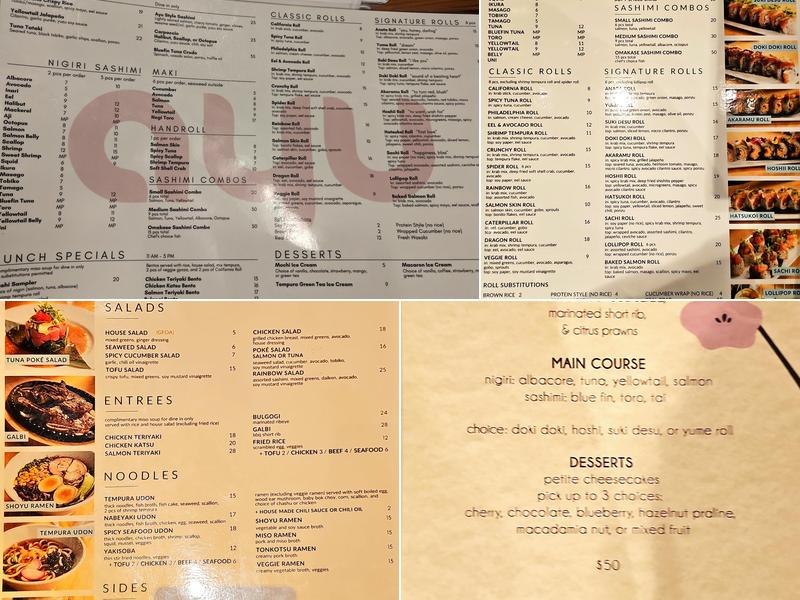 Ayu Sushi & Noodles Menu