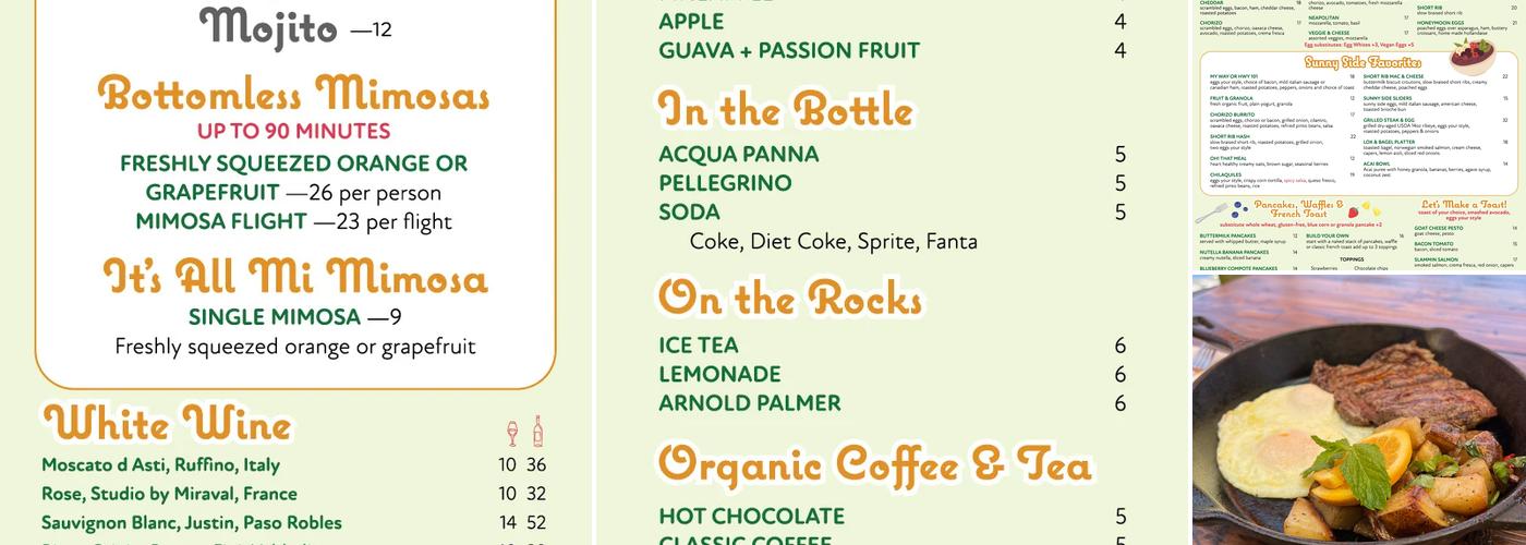 Sunny Side Solana Menu