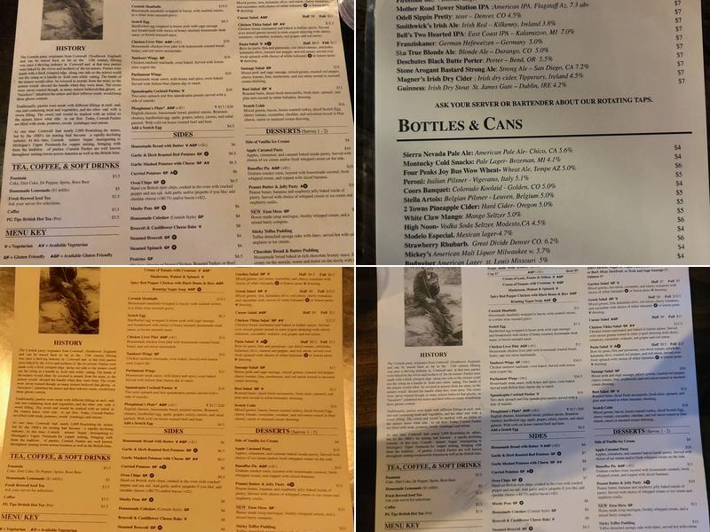 Cornish Pasty Co Menu