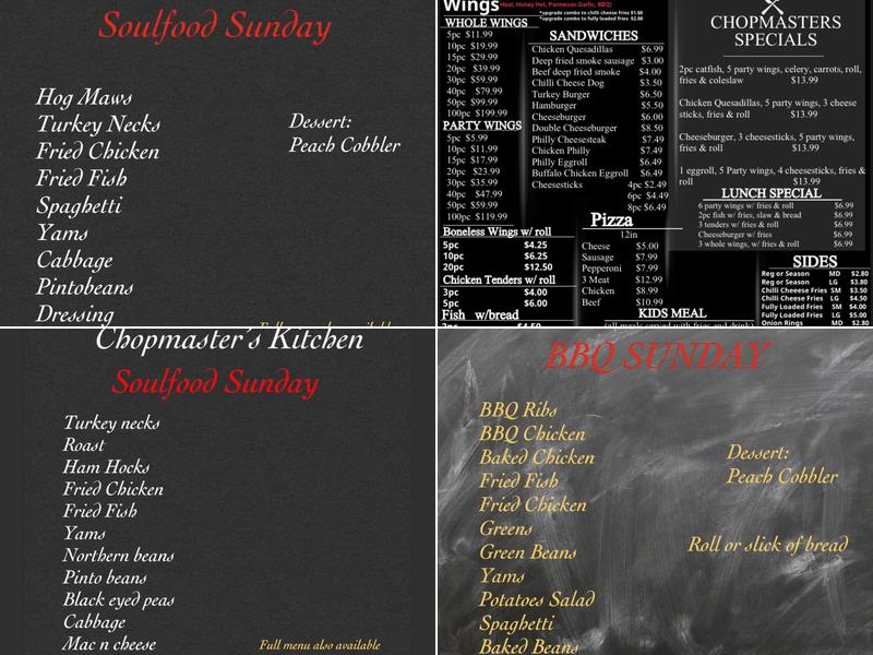 Chopmasters Kitchen Menu