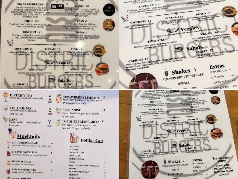 District Burger Menu