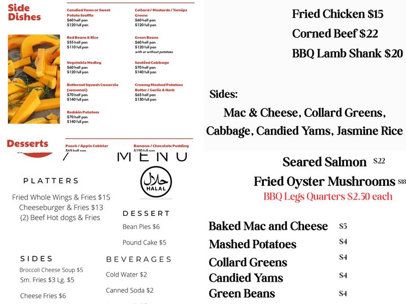 Khalipha’s Mobile Kitchen Menu