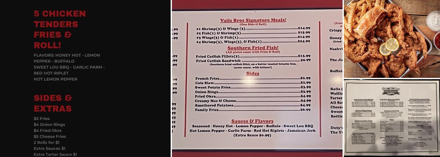 Vails Brothers Shrimp Chicken & Fish Menu