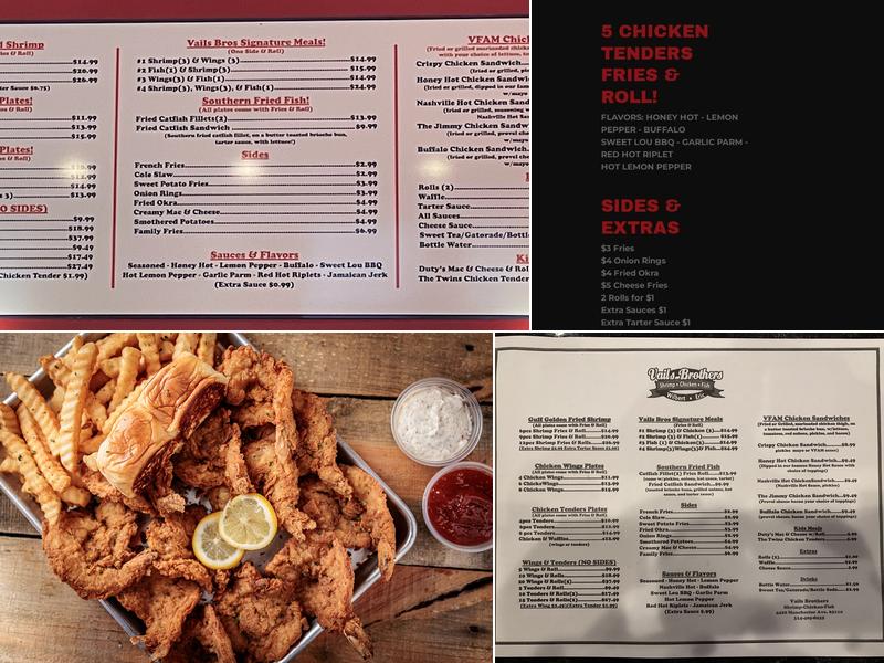Vails Brothers Shrimp Chicken & Fish Menu