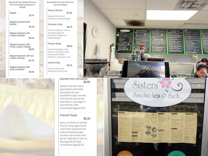 Sisters Sandwiches & Such Menu