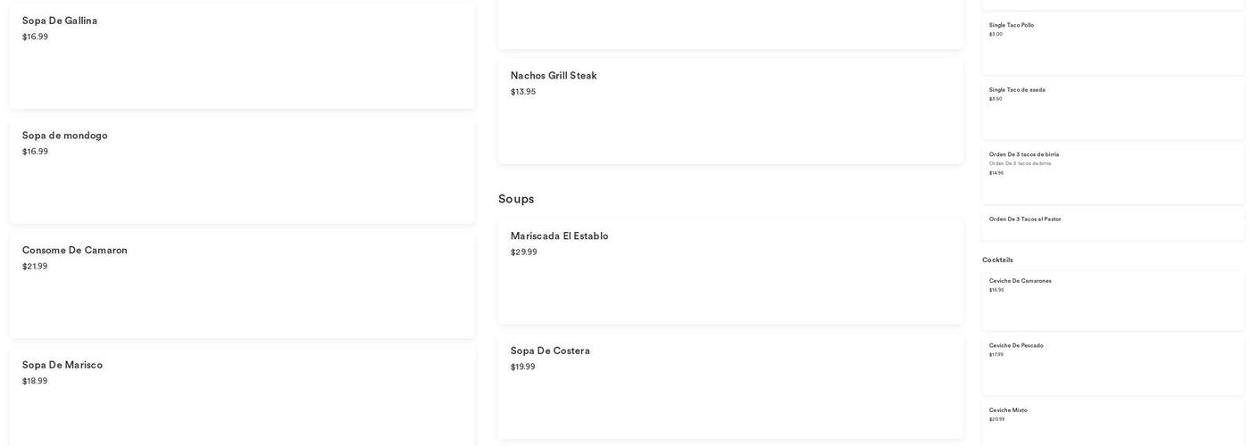 El Establo Bar & Grill Menu