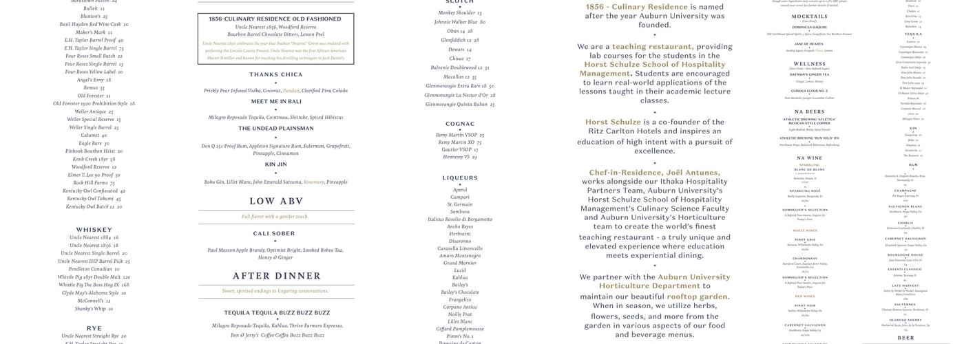 1856 - Culinary Residence Menu