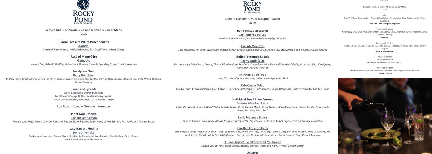 Rocky Pond Estate Winery Leavenworth Tasting Room Menu