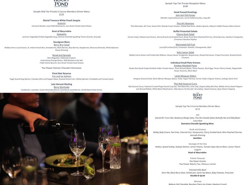 Rocky Pond Estate Winery Leavenworth Tasting Room Menu