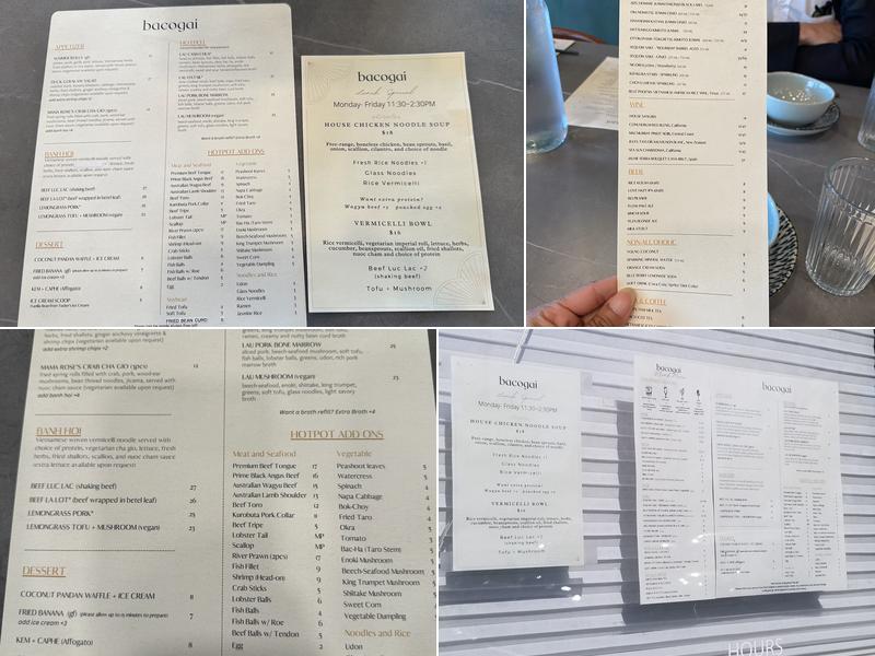 Bacogai Menu