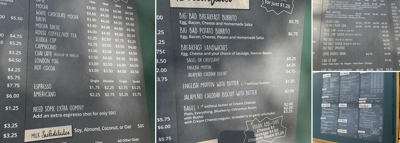 Mocha Dan's Espresso Geist Menu