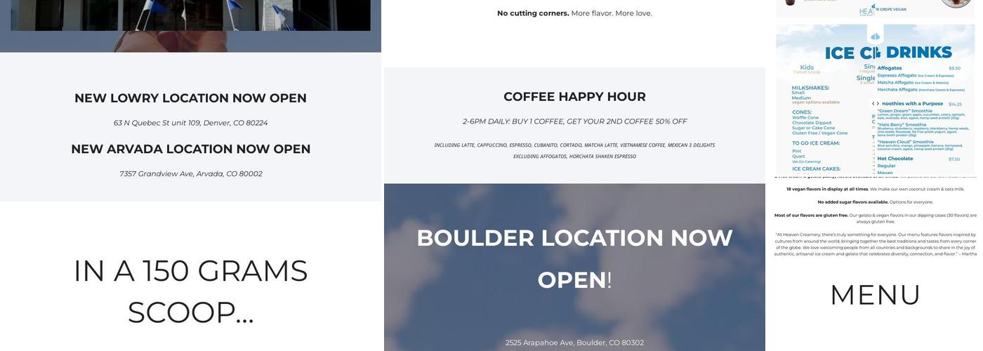 Heaven Creamery Belmar Menu