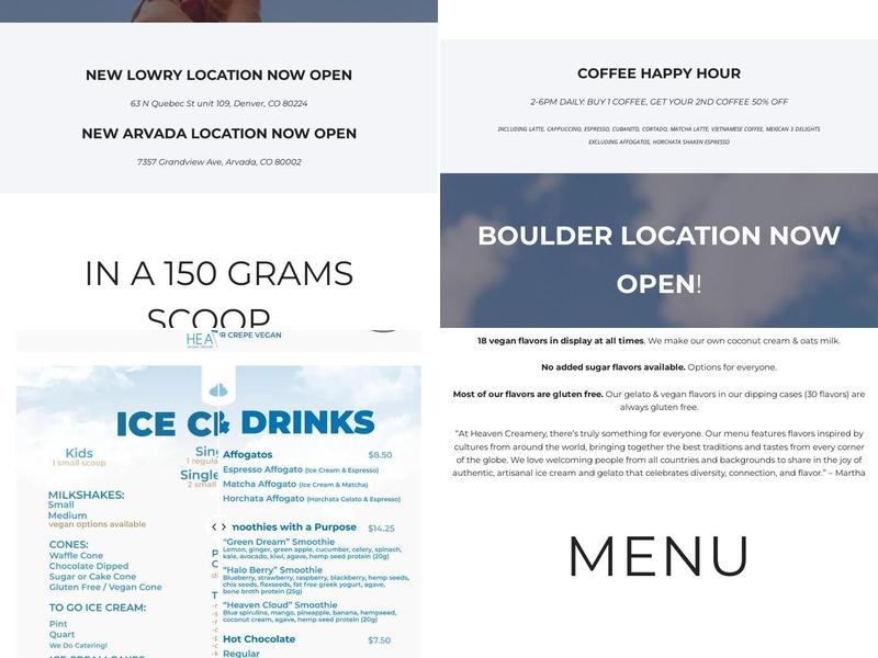 Heaven Creamery Belmar Menu