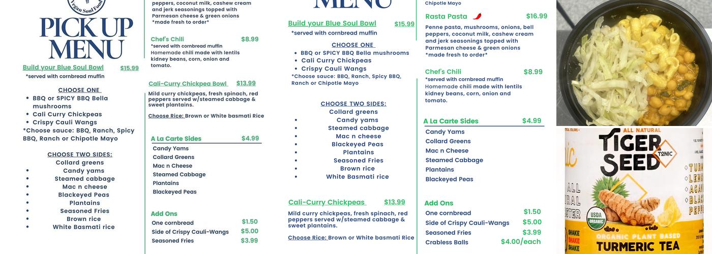 Blue Tree Cafe Vegan Soul Food Menu
