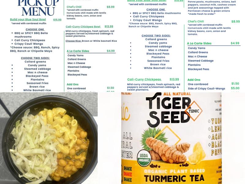 Blue Tree Cafe Vegan Soul Food Menu