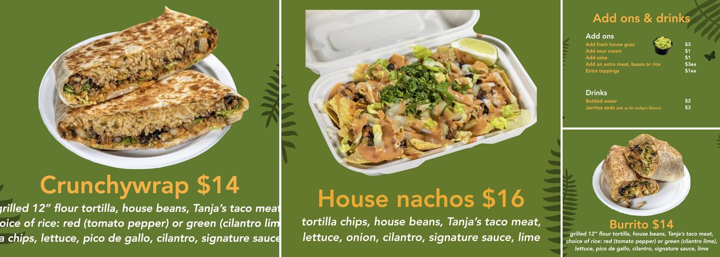 Tanja’s Tacos Menu