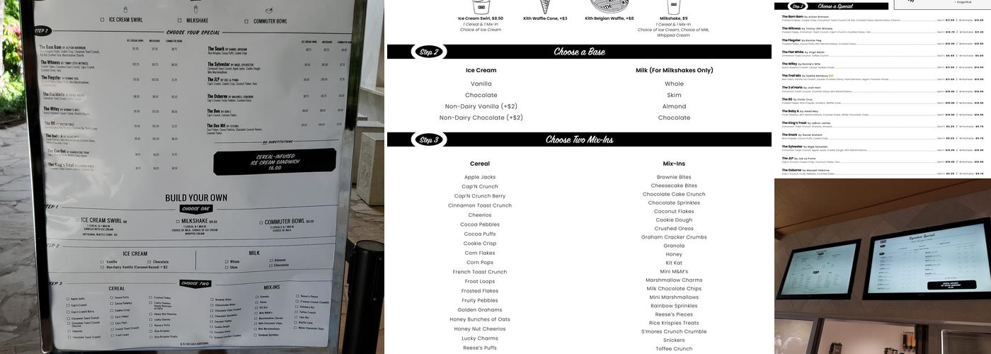 Kith Treats Hawaii Menu