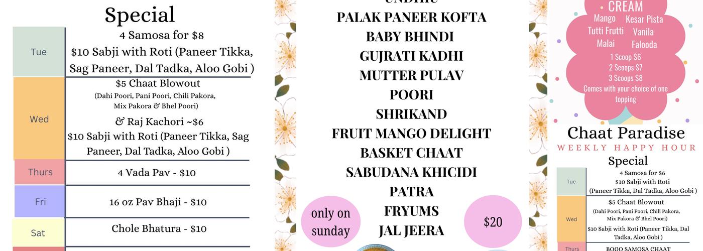 Chaat Paradise | Folsom Menu