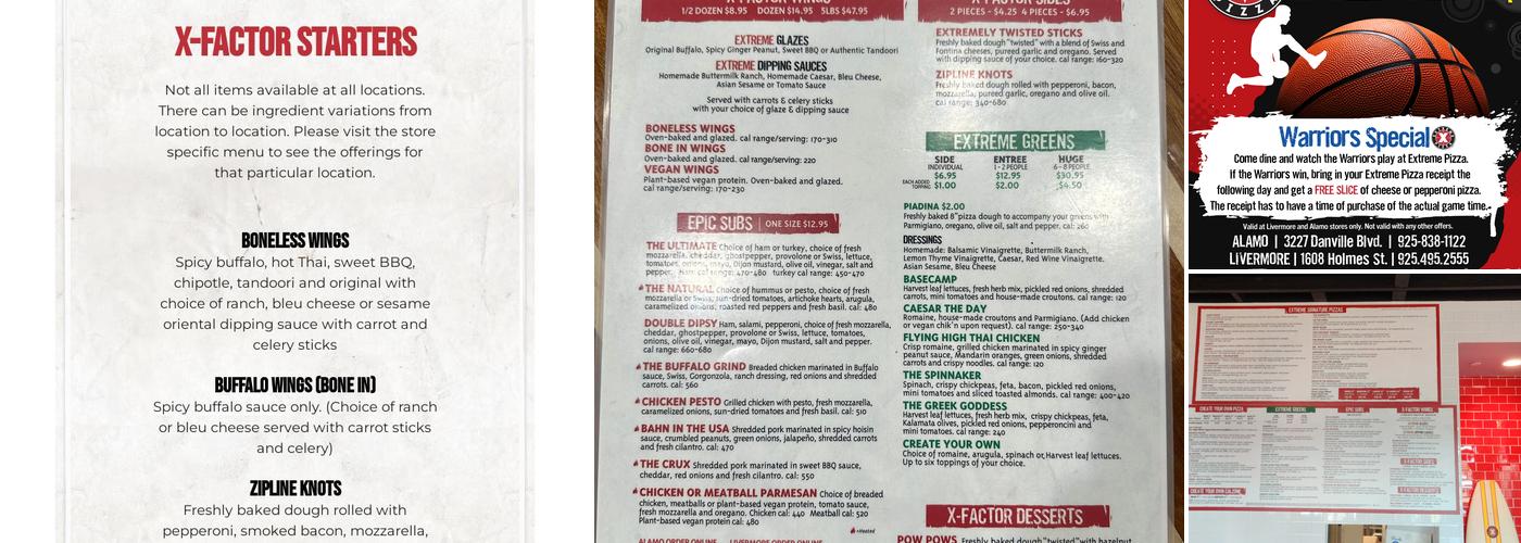 Extreme Pizza Menu