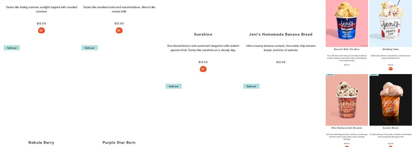 Jeni's Splendid Ice Creams Menu