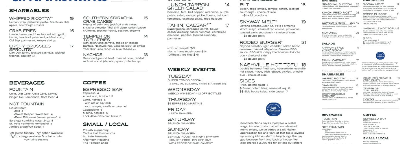 Good Intentions Menu