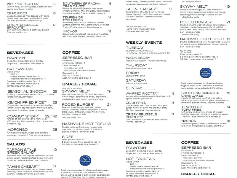 Good Intentions Menu