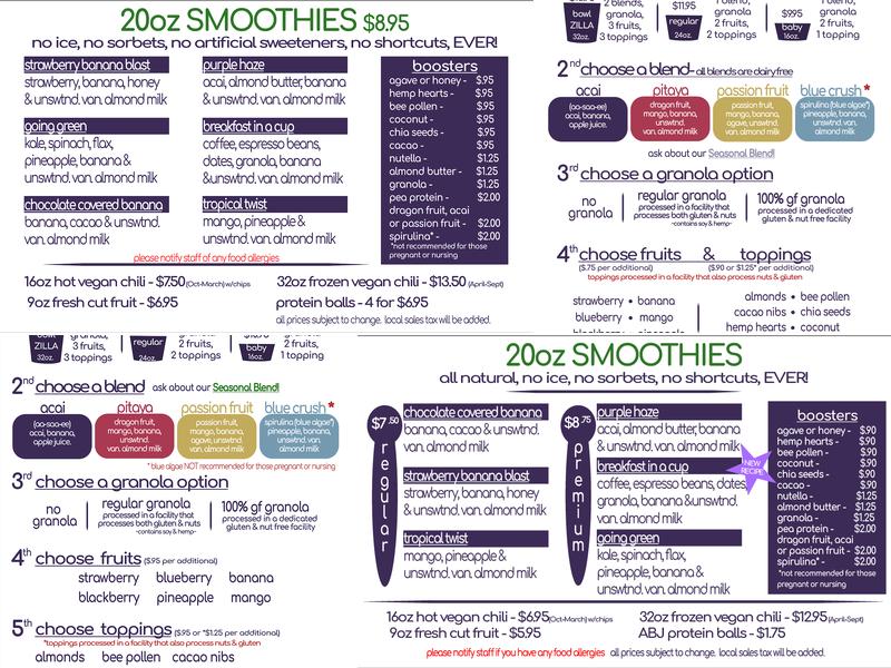 Blendabowl Menu