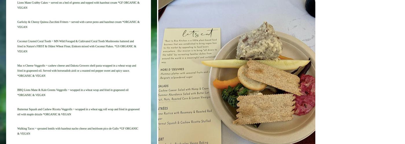 Root to Rise Kitchen Menu